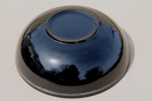 photo of art deco vintage ebony black glass bowl, jet black flower bowl with tarnished silver #3