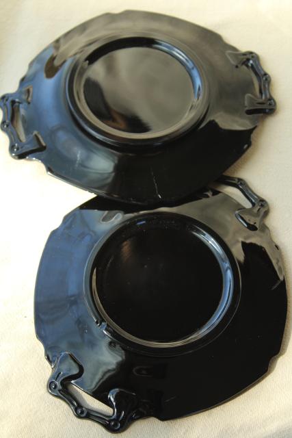 photo of art deco vintage ebony black glass serving dishes, LE Smith depression glass #3