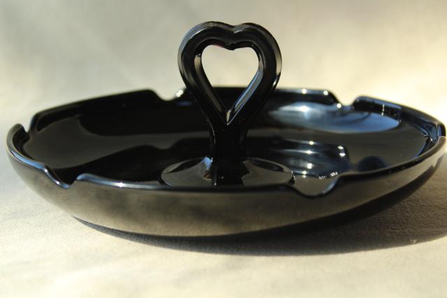 photo of art deco vintage ebony black glass serving dishes, LE Smith depression glass #4