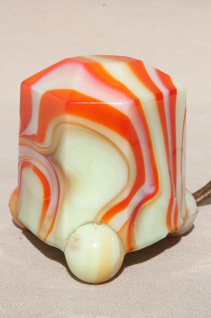 photo of art deco vintage electric cigarette lighter, agate slag glass table top lighter #2