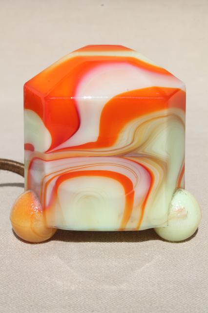 photo of art deco vintage electric cigarette lighter, agate slag glass table top lighter #3