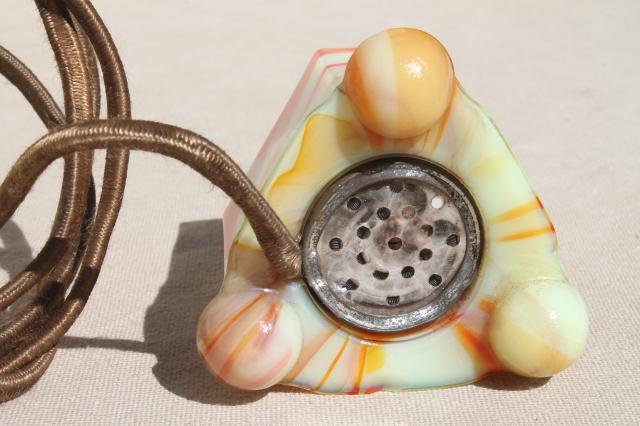 photo of art deco vintage electric cigarette lighter, agate slag glass table top lighter #6