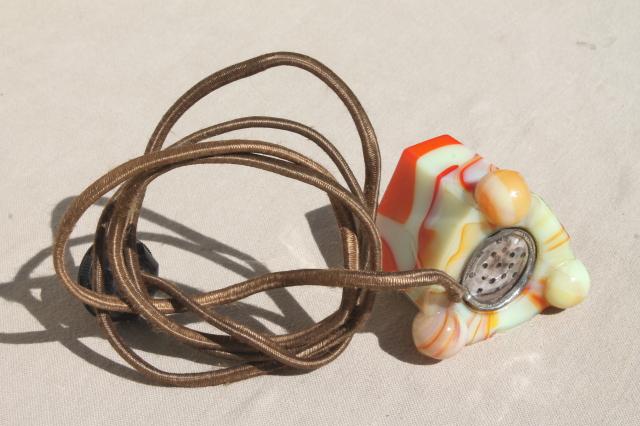 photo of art deco vintage electric cigarette lighter, agate slag glass table top lighter #7