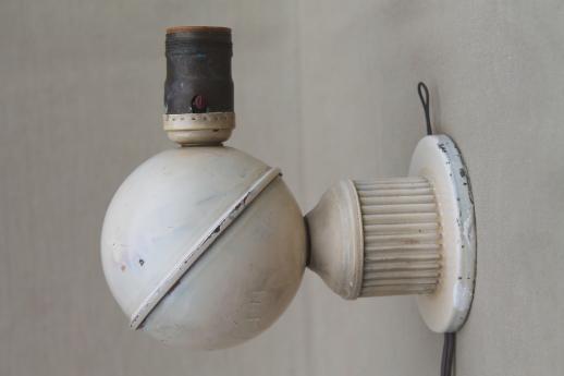 photo of art deco vintage electric wall light sconce, industrial metal lamp w/ saturn globe shape #2