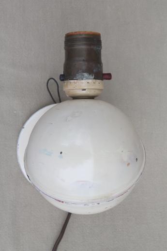 photo of art deco vintage electric wall light sconce, industrial metal lamp w/ saturn globe shape #3