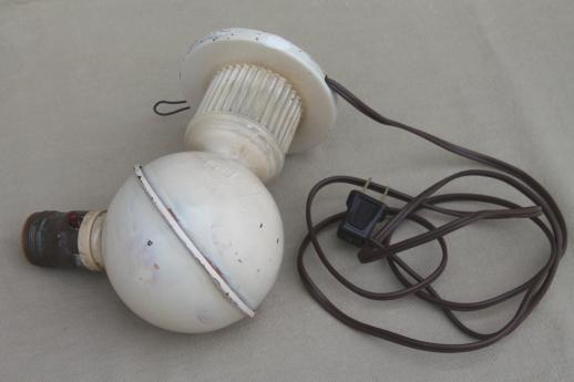 photo of art deco vintage electric wall light sconce, industrial metal lamp w/ saturn globe shape #4