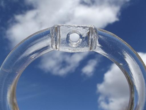 photo of art deco vintage etched glass towel ring or picture hanger hardware #3