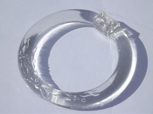 photo of art deco vintage etched glass towel ring or picture hanger hardware #4