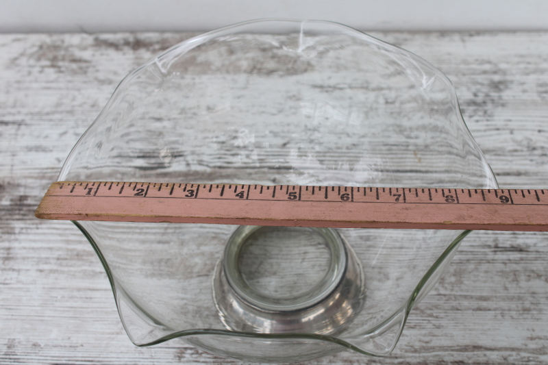 photo of art deco vintage glass bowl w/ sterling silver foot, Wallace Silversmiths 1930s  #4