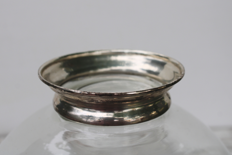 photo of art deco vintage glass bowl w/ sterling silver foot, Wallace Silversmiths 1930s  #5