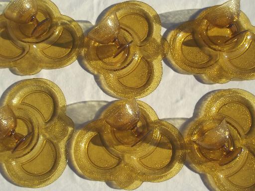 photo of art deco vintage glass luncheon set, canary yellow By Cracky crackle pattern glass #6