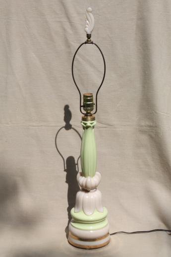 photo of art deco vintage green & ivory lily lamp w/ finial, Aladdin alacite glass #1