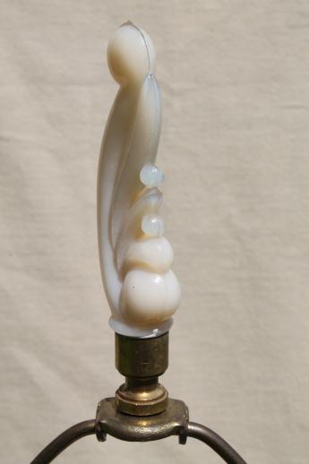 photo of art deco vintage green & ivory lily lamp w/ finial, Aladdin alacite glass #6