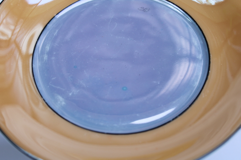 photo of art deco vintage hand painted luster china jam pot or sugar bowl w/ spoon notch lid #3