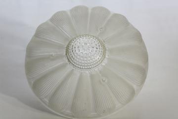 photo of art deco vintage hobnail flower shape frosted glass shade, 3 hole hanging light shade