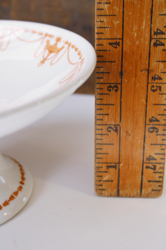 photo of art deco vintage ironstone china compote or bonbon dish, old gold chandelier pattern on white #5