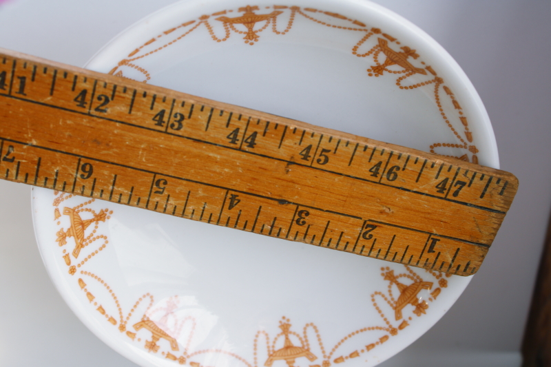 photo of art deco vintage ironstone china compote or bonbon dish, old gold chandelier pattern on white #6