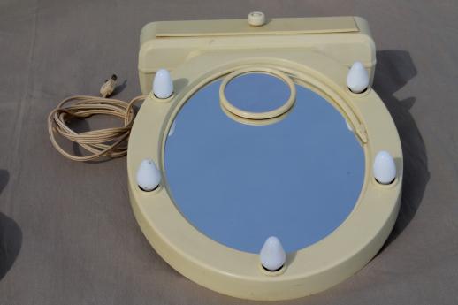 photo of art deco vintage lighted vanity mirror, french ivory celluloid stand w/ mirror & lights #14