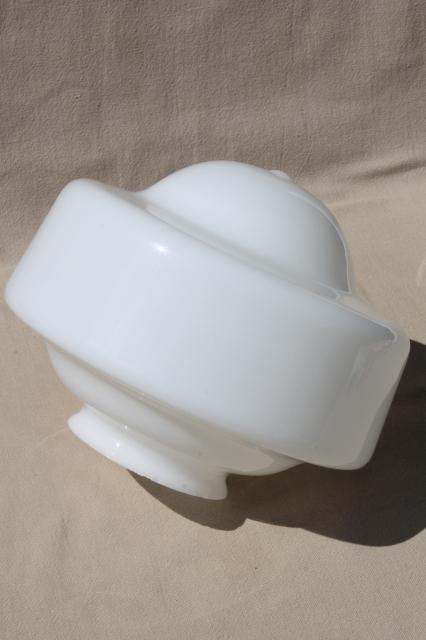 photo of art deco vintage milk glass light shade for pendant lamp or ceiling fixture #2