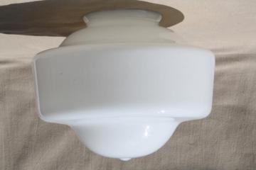 catalog photo of art deco vintage milk glass light shade for pendant lamp or ceiling fixture