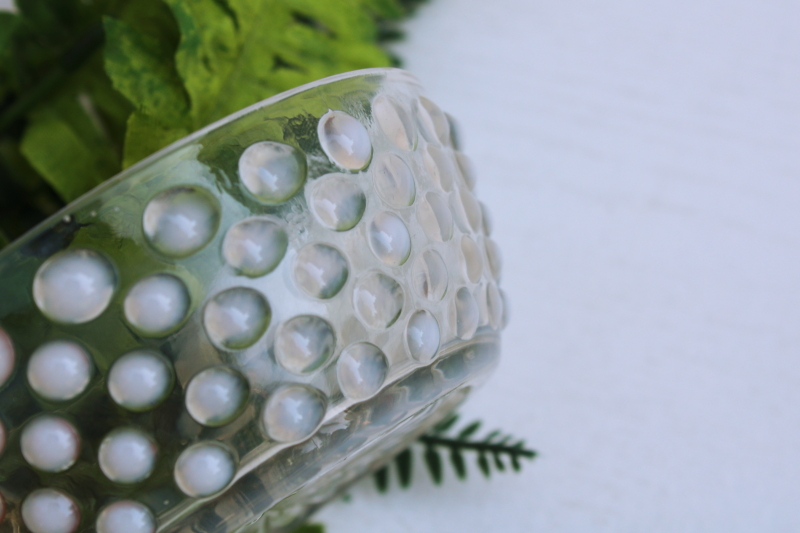 photo of art deco vintage moonstone opalescent hobnail glass powder puff or trinket box #4