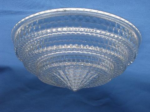 photo of art deco vintage prismatic glass lamp shade for antique electric light #1