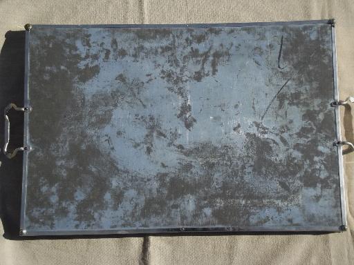 photo of art deco vintage serving tray, black mirror glass w/ painted silver bird #7