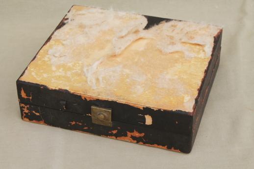 photo of art deco vintage tortoise shell celluloid plastic dresser set, complete antique vanity case #7