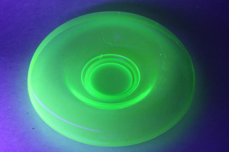 photo of art deco vintage uranium green glass rolled edge console bowl centerpiece #1