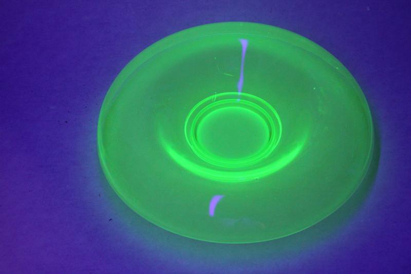 photo of art deco vintage uranium green glass rolled edge console bowl centerpiece #2