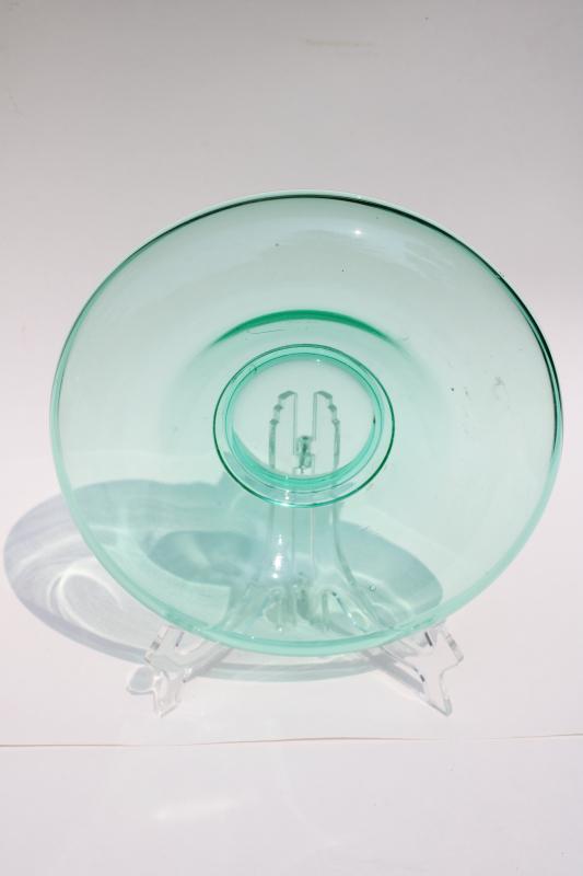 photo of art deco vintage uranium green glass rolled edge console bowl centerpiece #6