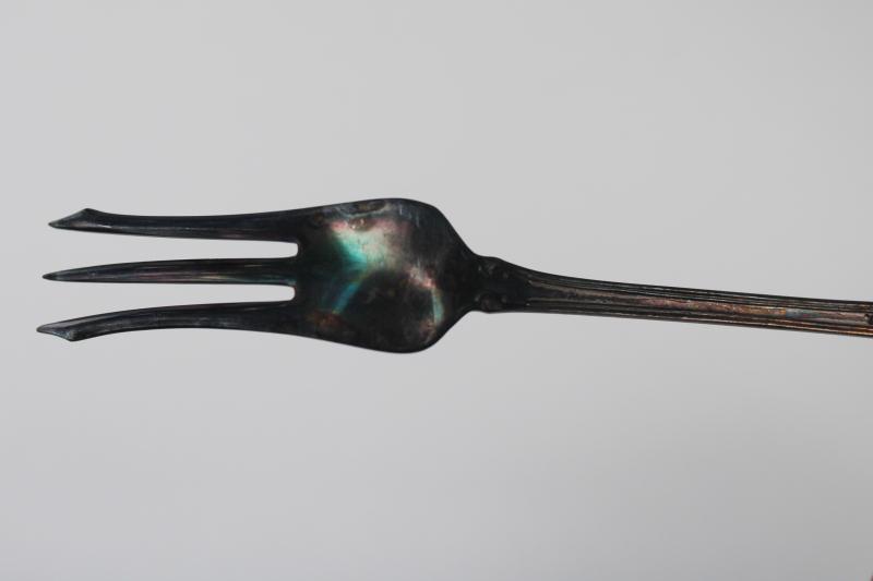 photo of art nouveau antique silverplated pickle or oyster fork, Waltham silver vintage 1900 #2