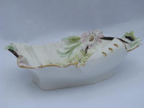 photo of art nouveau asymetrical china handkerchief dish, flowering tree branch #2