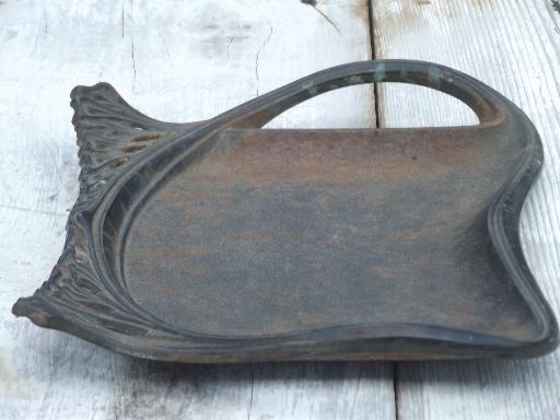 photo of art nouveau  cast iron tray w/ handles, vintage EMIG antique reproduction? #5