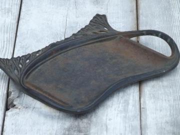catalog photo of art nouveau  cast iron tray w/ handles, vintage EMIG antique reproduction?