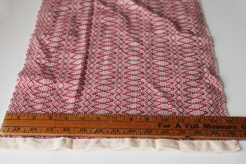 photo of artist hand woven cotton towel, country primitive homespun style barn red & cream #4