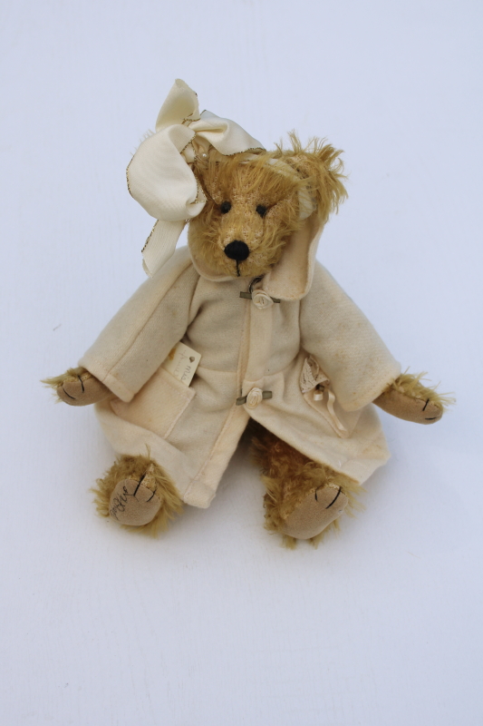photo of artist signed handcrafted teddy bear, small jointed shaggy mohair bear Debi Ortega  #1
