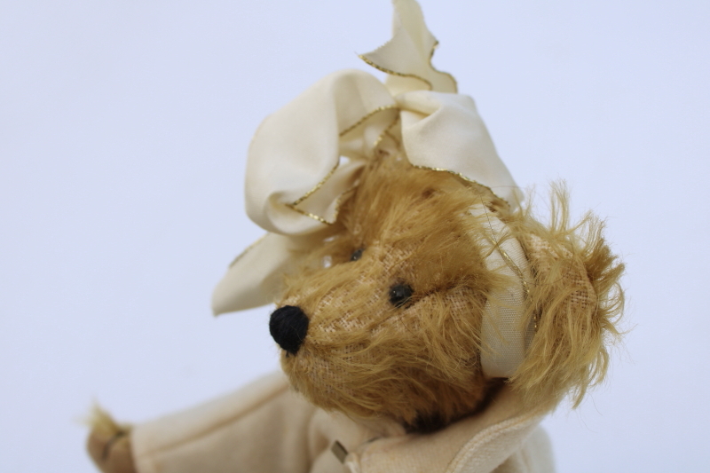 photo of artist signed handcrafted teddy bear, small jointed shaggy mohair bear Debi Ortega #2