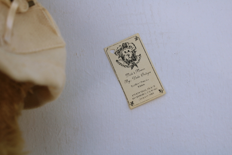 photo of artist signed handcrafted teddy bear, small jointed shaggy mohair bear Debi Ortega #3