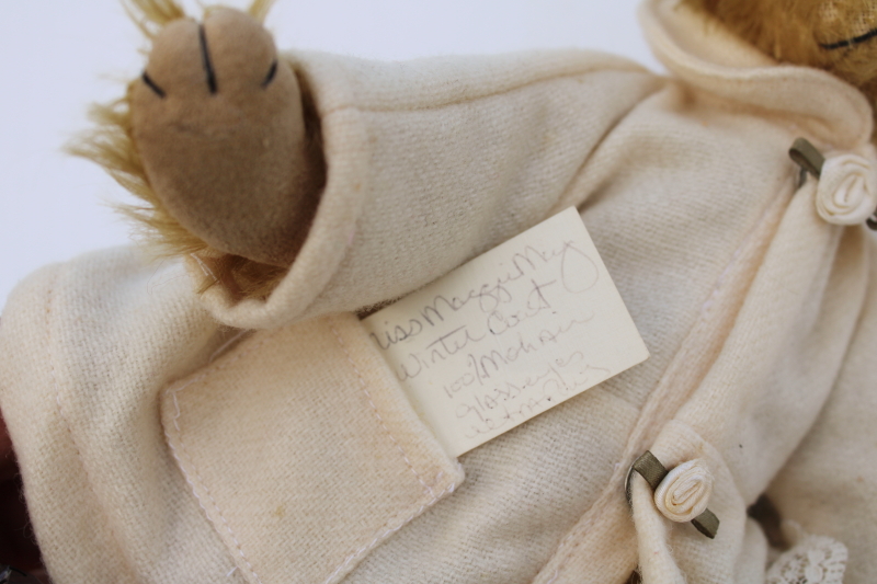 photo of artist signed handcrafted teddy bear, small jointed shaggy mohair bear Debi Ortega #4