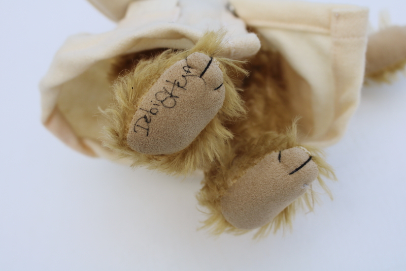 photo of artist signed handcrafted teddy bear, small jointed shaggy mohair bear Debi Ortega #5