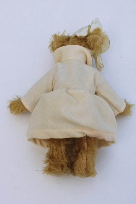 photo of artist signed handcrafted teddy bear, small jointed shaggy mohair bear Debi Ortega #6