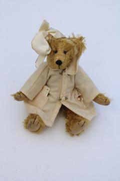 artist signed handcrafted teddy bear, small jointed shaggy mohair bear Debi Ortega 