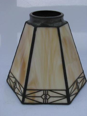 photo of arts & crafts / mission style replacement lamp shade, leaded glass light #2