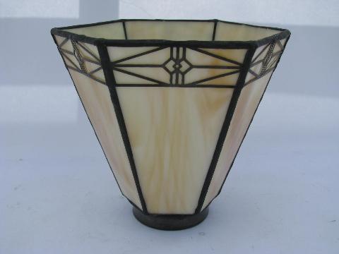 photo of arts & crafts / mission style replacement lamp shade, leaded glass light #3