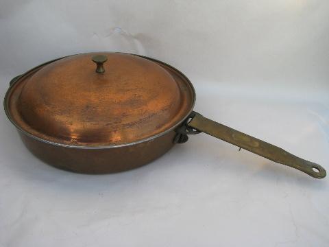 photo of arts & crafts vintage copper / brass Revere pan, detatchable handle #1