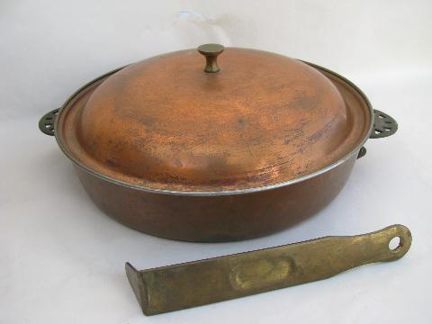 photo of arts & crafts vintage copper / brass Revere pan, detatchable handle #2