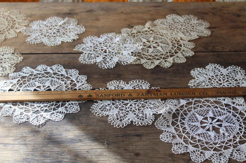 photo of assorted small doilies, lace & crochet table mats & goblet rounds, vintage doily lot #4