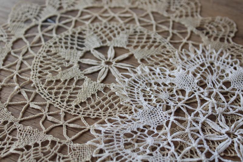 photo of assorted small doilies, lace & crochet table mats & goblet rounds, vintage doily lot #5