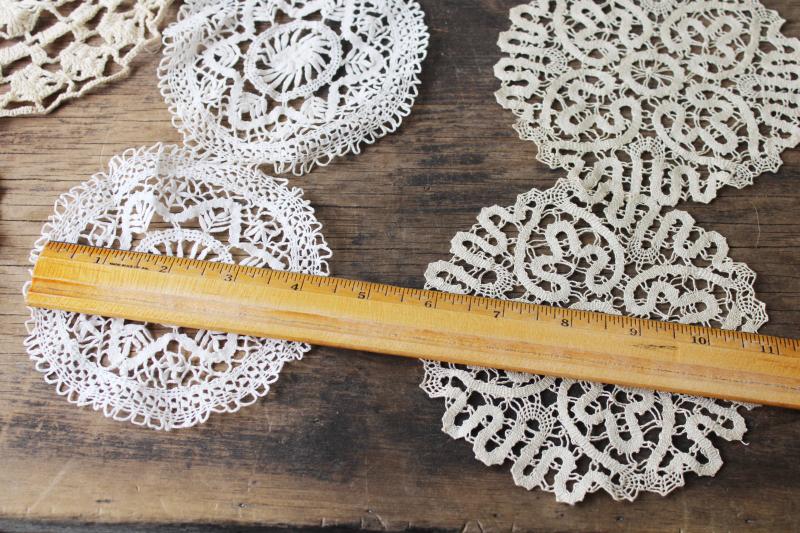 photo of assorted small doilies, lace & crochet table mats & goblet rounds, vintage doily lot #2